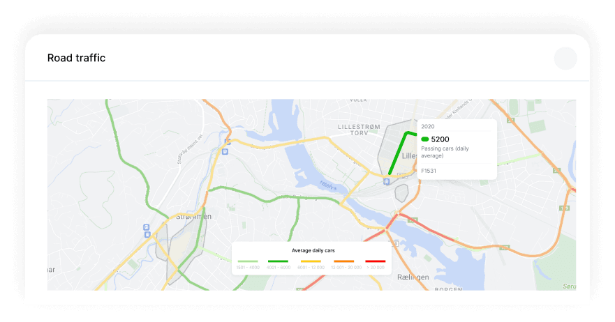 Road traffic data in Plaace