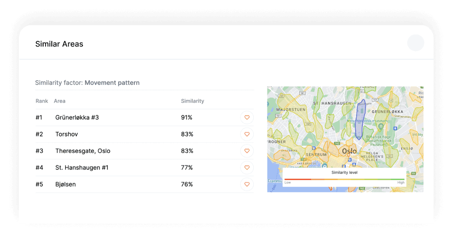 Find similar areas in Plaace