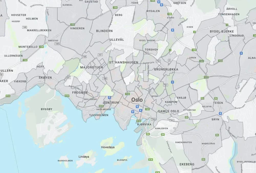 Kart over Oslo-området