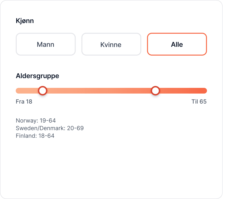 Juster kjønn og aldersgruppe — segmentfilter