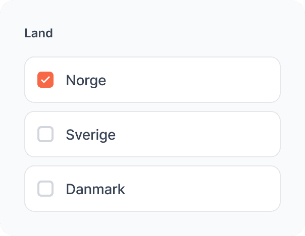 Steg 1: Velg land
